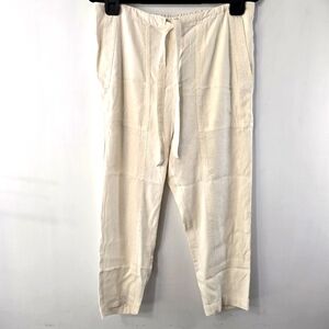 Vince Silk Linen Drawstring Straight Leg Cropped Crop Cargo Pants HTF RARE Sz S